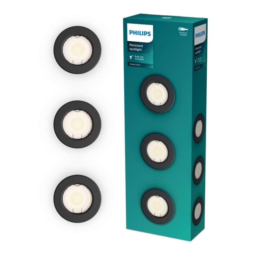 Philips - Set 3x spot încastrat PERIDOT 1xGU10/7W/230V negru