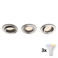 Philips - Set 3x spot LED RGBW, reglabil, încastrat, 1xGU10/4,8W/230V, crom lucios + telecomandă