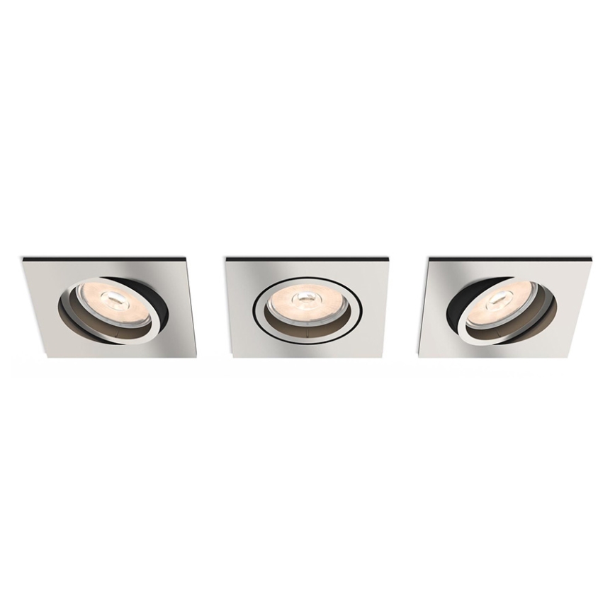 Philips - Set de 3 spoturi LED RGBW încastrate, dimabile, DONEGAL 3x GU10/4,8W/230V + telecomandă