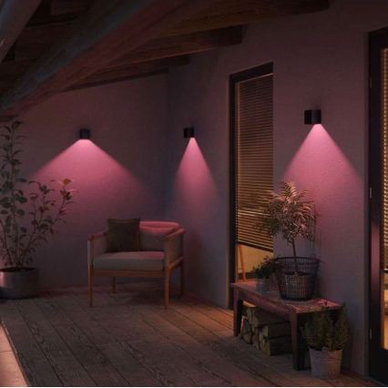 Philips - Set de 2 lămpi de perete de exterior reglabile LED RGBW Hue RESONATE LED/8W/230V 2000-6500K IP44