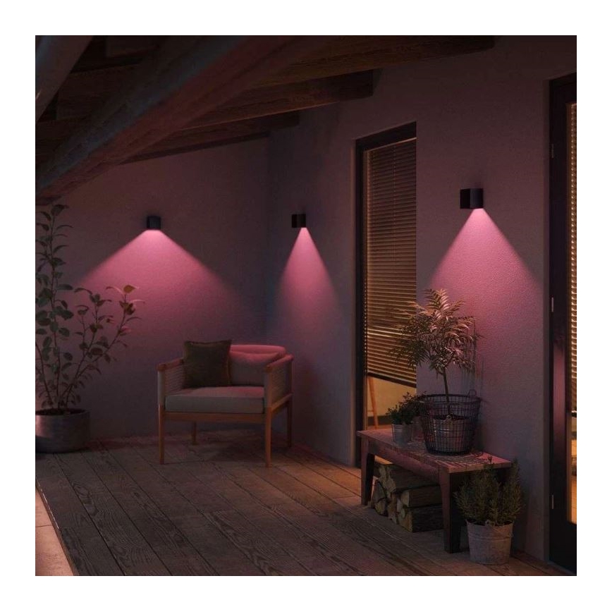 Philips - Set de 2 lămpi de perete de exterior reglabile LED RGBW Hue RESONATE LED/8W/230V 2000-6500K IP44