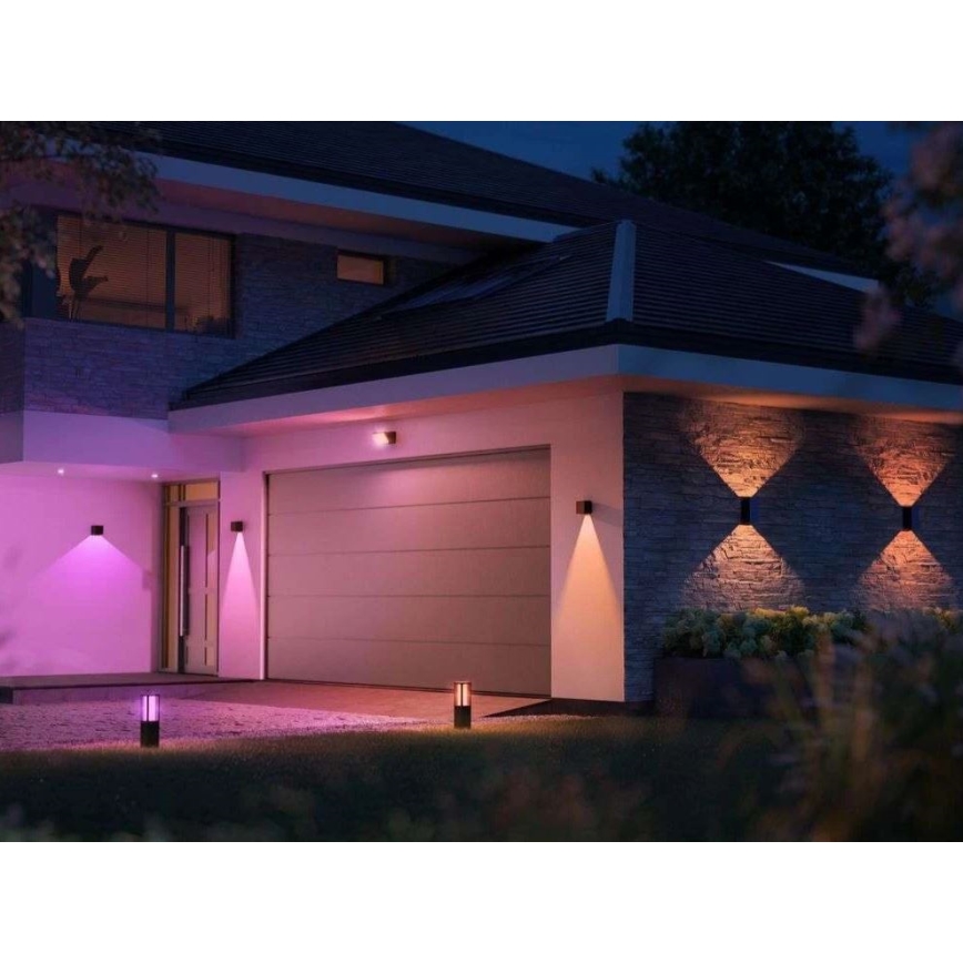 Philips - Set de 2 lămpi de perete de exterior reglabile LED RGBW Hue RESONATE LED/8W/230V 2000-6500K IP44