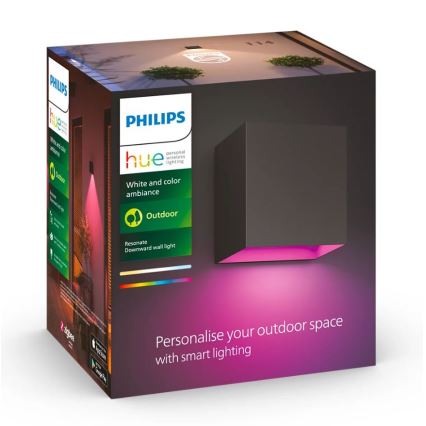 Philips - Set de 2 lămpi de perete de exterior reglabile LED RGBW Hue RESONATE LED/8W/230V 2000-6500K IP44