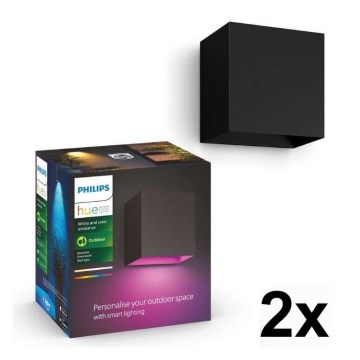 Philips - Set de 2 lămpi de perete de exterior reglabile LED RGBW Hue RESONATE LED/8W/230V 2000-6500K IP44
