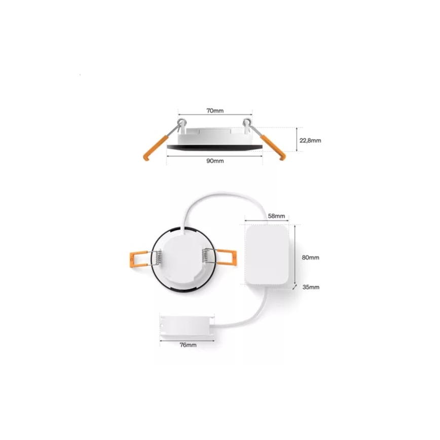 Philips - Set de 2 corpuri de iluminat încastrate LED RGBW reglabile pentru baie Hue SLIM LED/8,3W/230V 2000-6500K negru IP44