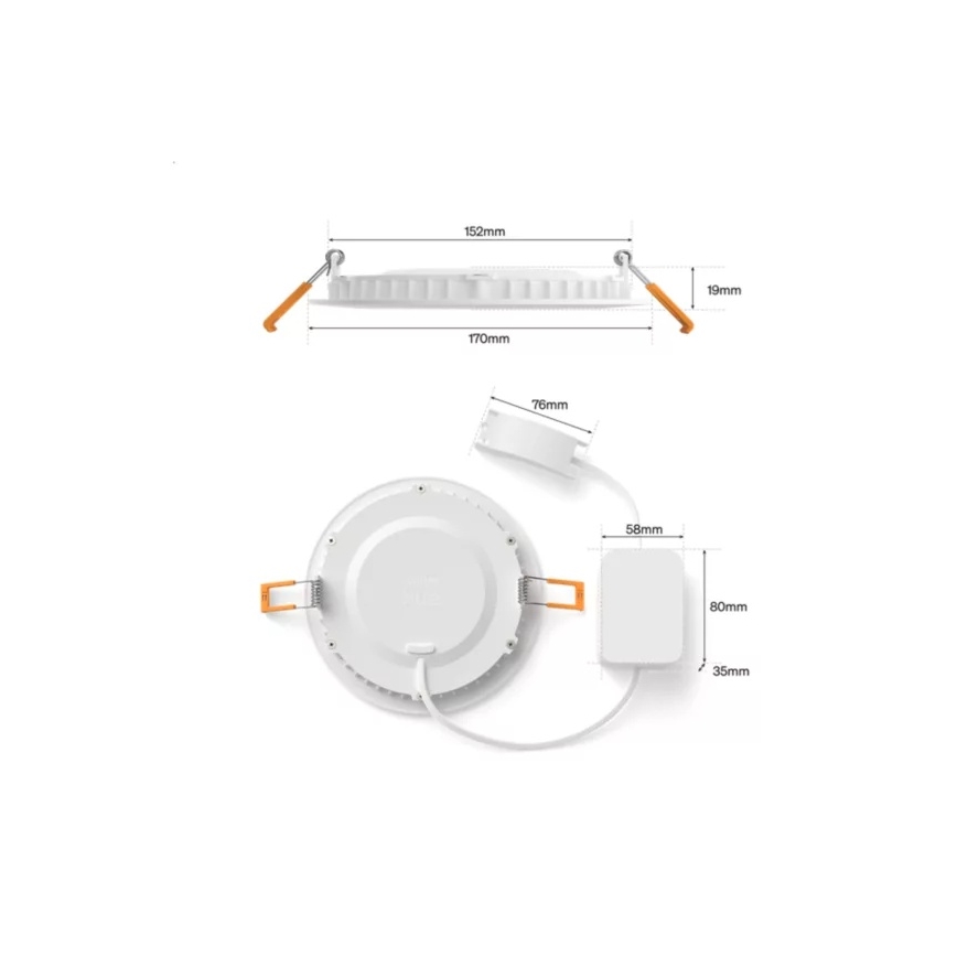 Philips - Set de 2 corpuri de iluminat încorporate pentru baie LED RGBW reglabile Hue SLIM LED/12W/230V 2000-6500K alb IP44
