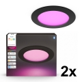 Philips - Set de 2 spoturi LED RGBW încastrate pentru baie, reglabile, Hue SLIM LED/12W/230V 2000-6500K, negru IP44
