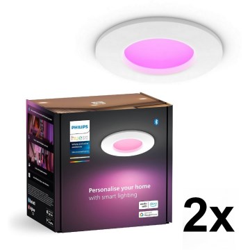 Philips - Set de 2 spoturi LED RGBW încastrate pentru baie, reglabile, Hue SLIM LED/8,3W/230V 2000-6500K alb IP44