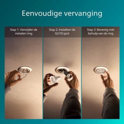 Philips - Set de 3 corpuri de tavan încastrate PERIDOT 1xGU10/7W/230V argintiu