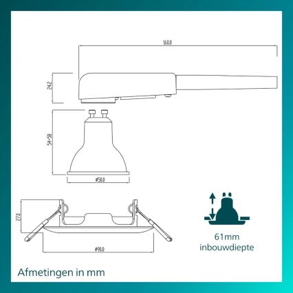 Philips - Set de 3 corpuri de tavan încastrate PERIDOT 1xGU10/7W/230V argintiu