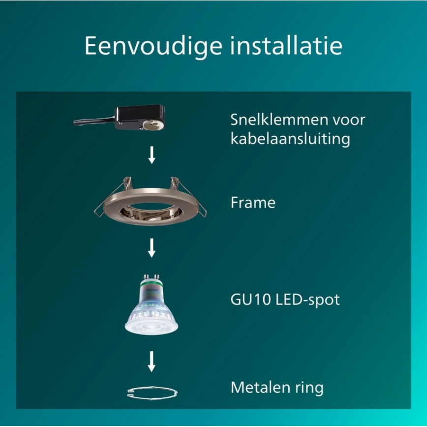 Philips - Set de 3 spoturi încastrate PERIDOT 1xGU10/7W/230V, argintiu