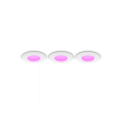 Philips - SET 3x LED RGBW compatibil cu dimmer spot încastrat pentru baie Hue SLIM LED/8,3W/230V 1000-20000K alb P44