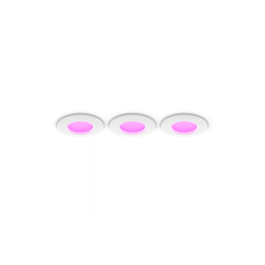 Philips - SET 3x LED RGBW compatibil cu dimmer spot încastrat pentru baie Hue SLIM LED/8,3W/230V 1000-20000K alb P44