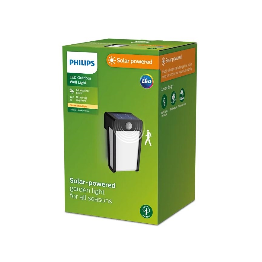 Philips - Lampă solară de perete cu LED și senzor SHROUD LED/2,3W/3,7V 600 mAh IP44