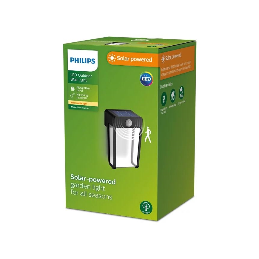 Philips - Lampă solară de perete cu LED și senzor SHROUD LED/2,3W/3,7V 600 mAh IP44