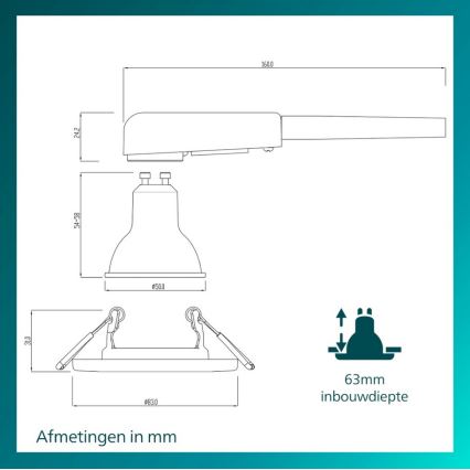 Philips - PERIDOT Spot LED RGBW încastrat reglabil 1xGU10/6,5W/230V 2700-6500K alb