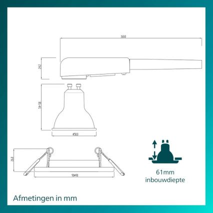 Philips - Spot încastrat PERIDOT 1xGU10/7W/230V negru