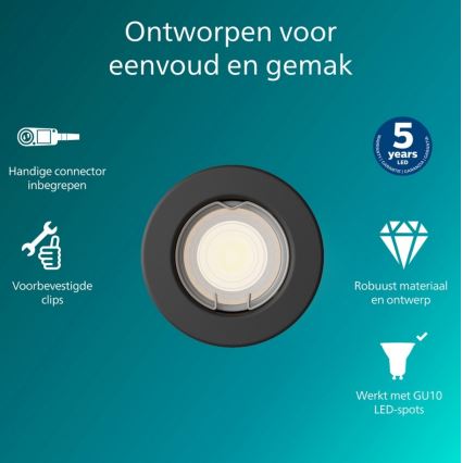 Philips - Spot încastrat PERIDOT 1xGU10/7W/230V negru