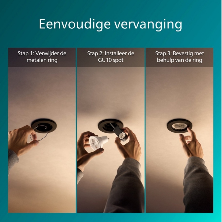 Philips - Spot încastrat PERIDOT 1xGU10/7W/230V negru