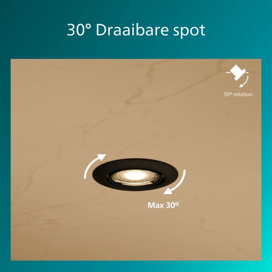 Philips - Spot încorporat PERIDOT 1xGU10/7W/230V negru