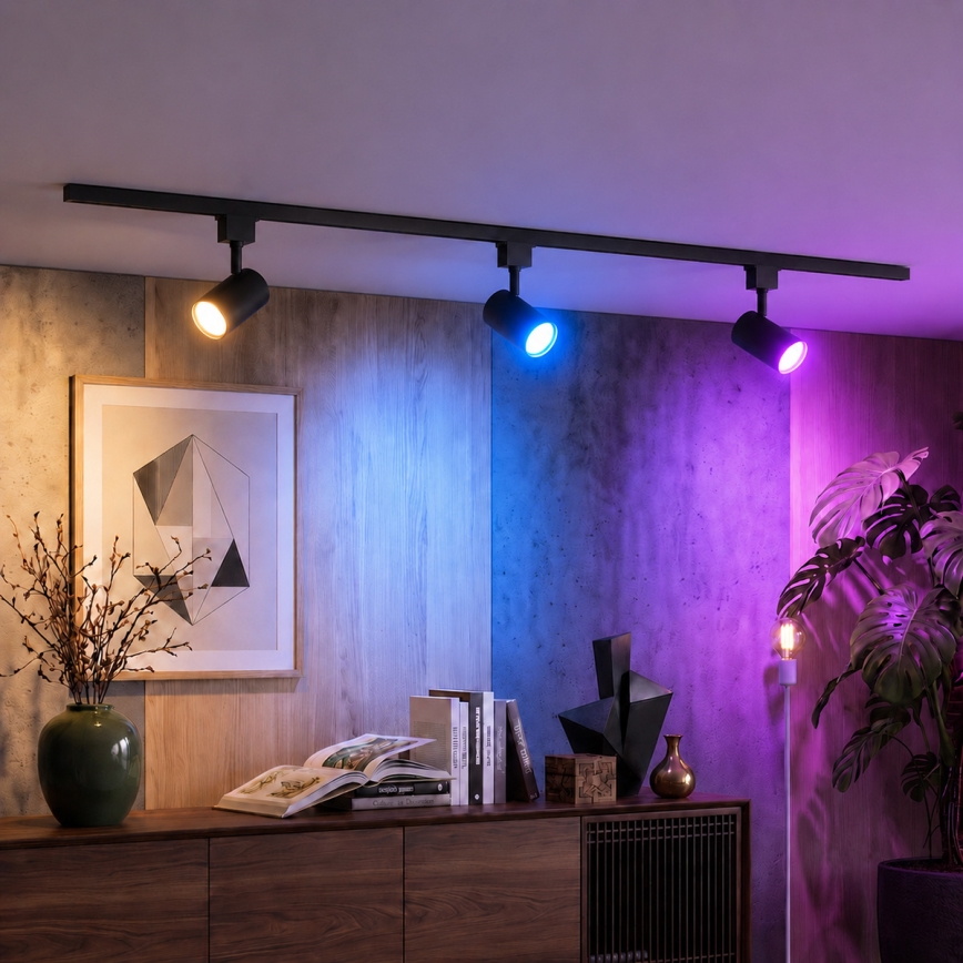 Philips - Spot LED RGBW dimmabil pentru sistem pe șină EASYLINK HUE 3xGU10/4,7W/230V 2200-6500K 1m negru
