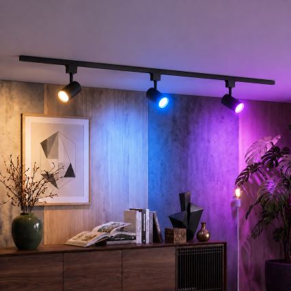 Philips - Spot LED RGBW dimabil pentru șină EASYLINK HUE 3xGU10/4,7W/230V 2200-6500K 1m negru + Hue Bridge