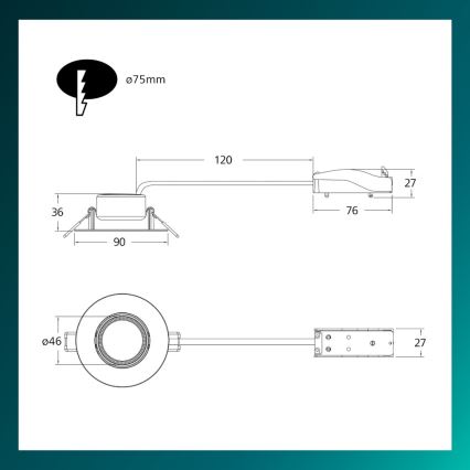 Philips - Lampă LED încastrabilă dimabilă CILANTRO, 5W, 230V, 2700K, negru