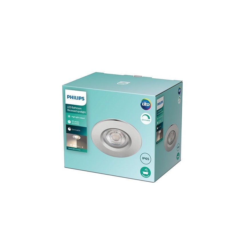 Philips - Spot LED încastrat pentru baie DIVE, dimmabil, 5W, 230V, IP65