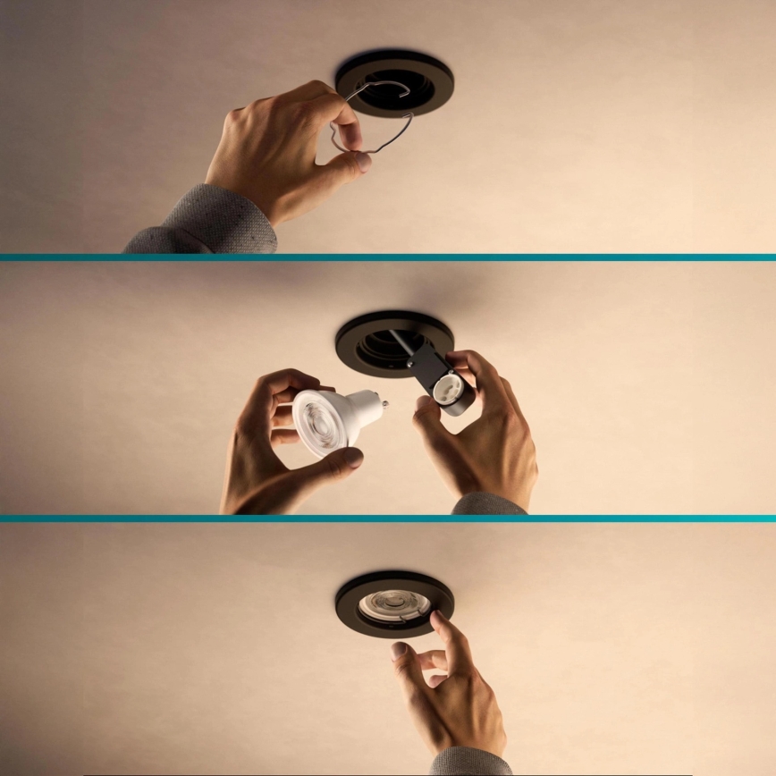 Philips - Spot LED încastrat RGBW dimabil PERIDOT 1xGU10/6W/230V negru + telecomandă