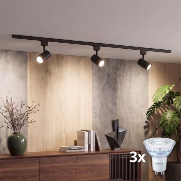 Philips - Spot LED reglabil pentru sistemul de șină EASYLINK 3xGU10/7W/230V 2200-2700K 1m negru