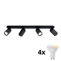 Philips - Spot LED RGBW dimabil PONGEE 4xGU10/4,8W/230V 3000K negru + telecomandă