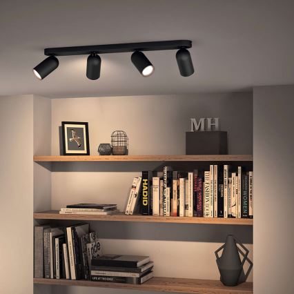 Philips - Spot LED RGBW dimabil PONGEE 4xGU10/4,8W/230V 3000K negru + telecomandă