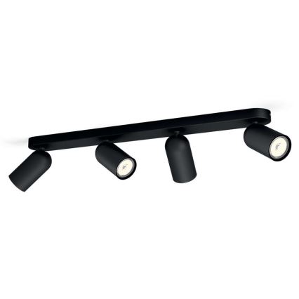 Philips - Spot LED RGBW dimabil PONGEE 4xGU10/4,8W/230V 3000K negru + telecomandă
