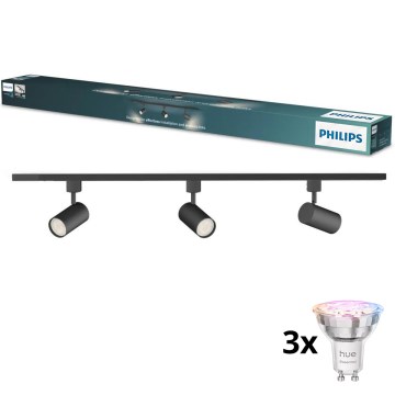 Philips - Spot LED RGBW dimmabil pentru sistem pe șină EASYLINK HUE 3xGU10/4,7W/230V 2200-6500K 1m negru