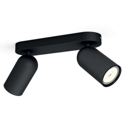 Philips - Spot LED RGBW reglabil PONGEE 2xGU10/4,8W/230V 3000K negru + telecomandă