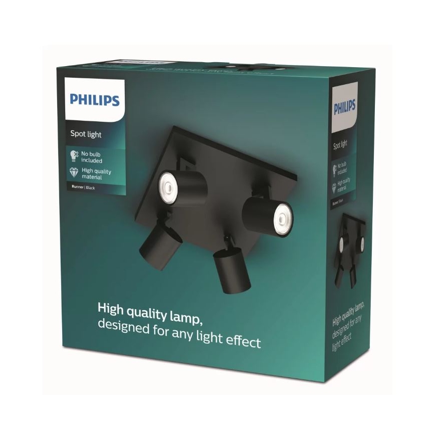 Philips - LED RGBW Spot reglabil RUNNER 4xGU10/6,5W/230V 2700-6500K negru