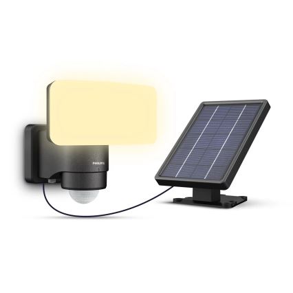 Philips - Lampă solară de perete cu LED, senzor de mișcare și crepuscul TYLUS LED/6W/3,7V 2600 mAh 3000K IP44
