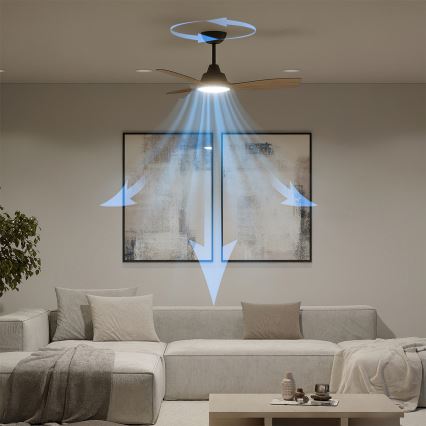 Philips - Ventilator de tavan OLAS cu LED dimabil, 24W/230V, Ø 106 cm, negru/maro + telecomandă