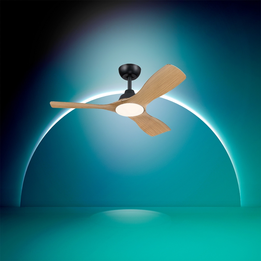 Philips - Ventilator de tavan OLAS cu LED dimabil, 24W/230V, Ø 106 cm, negru/maro + telecomandă