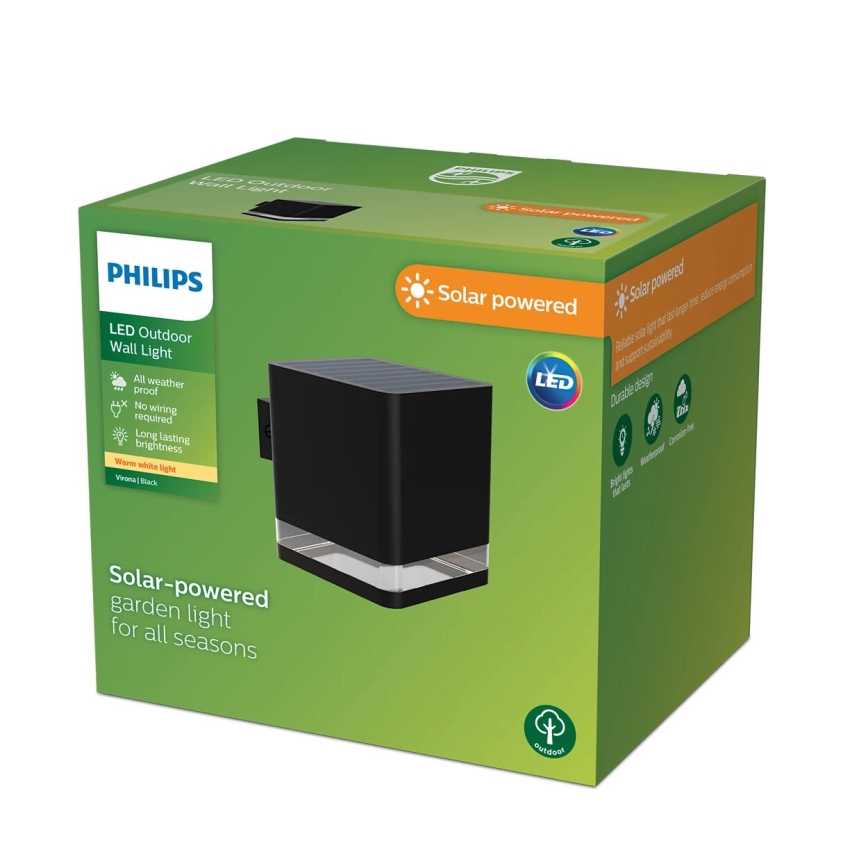 Philips - Lampă solară de perete cu LED VIRONA LED/1,8W/3,7V 2600 mAh 2700K IP44