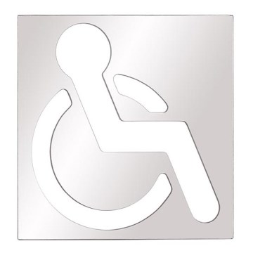 Pictogramă acces persoane cu dizabilități, 12 x 12 cm, inox/argintiu