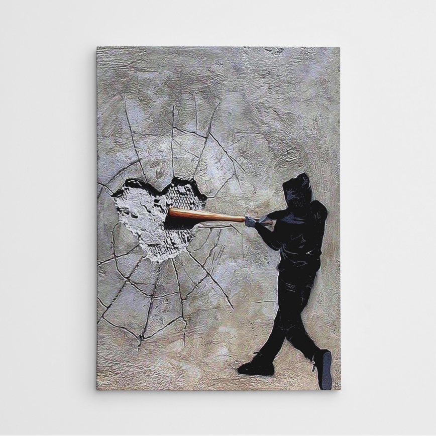 Pictură murală pe pânză 100x70 cm gri/negru