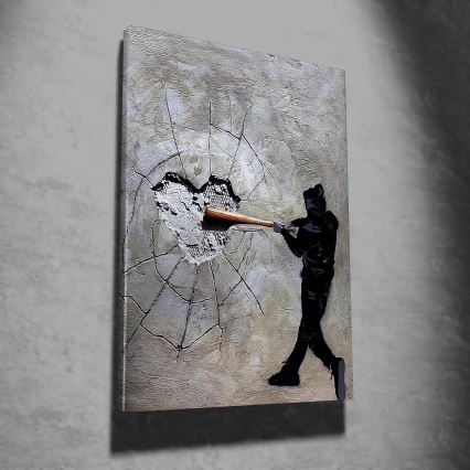 Pictură murală pe pânză 100x70 cm gri/negru