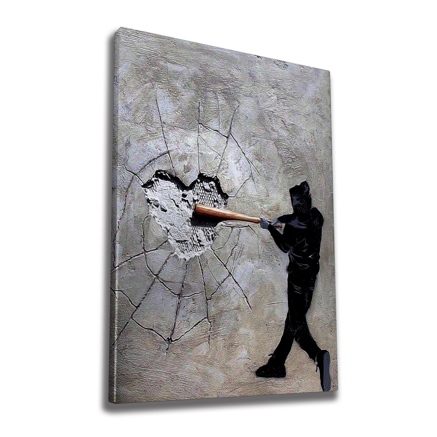 Pictură murală pe pânză 100x70 cm gri/negru