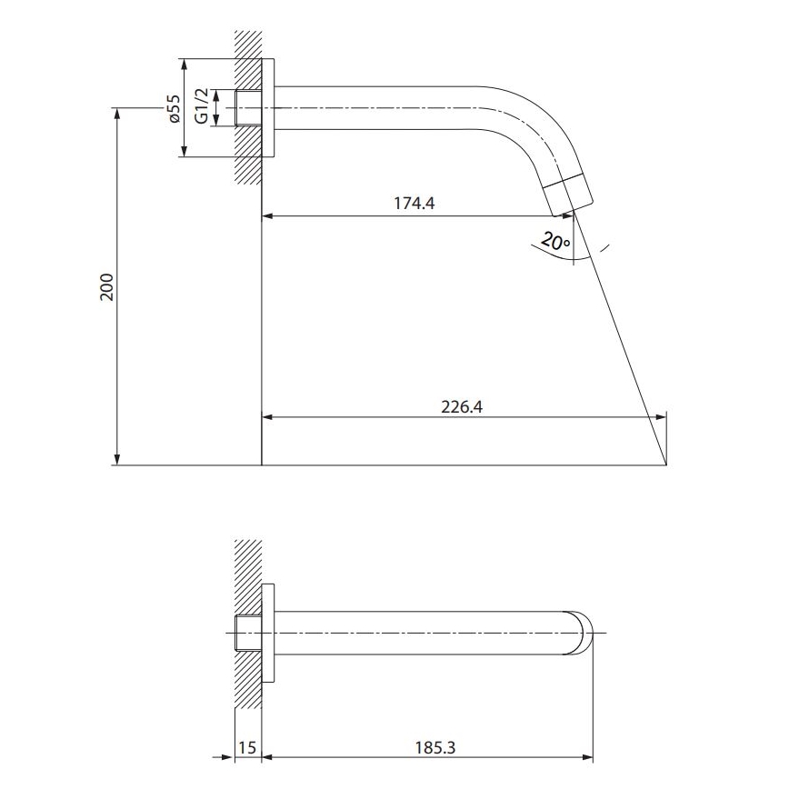 Pipă pentru instalare ascunsă Cersanit S951-554 ZEN negru