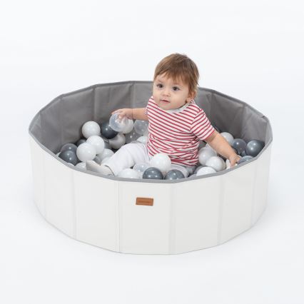 Piscină cu bile pentru copii d. 80 cm alb/gri