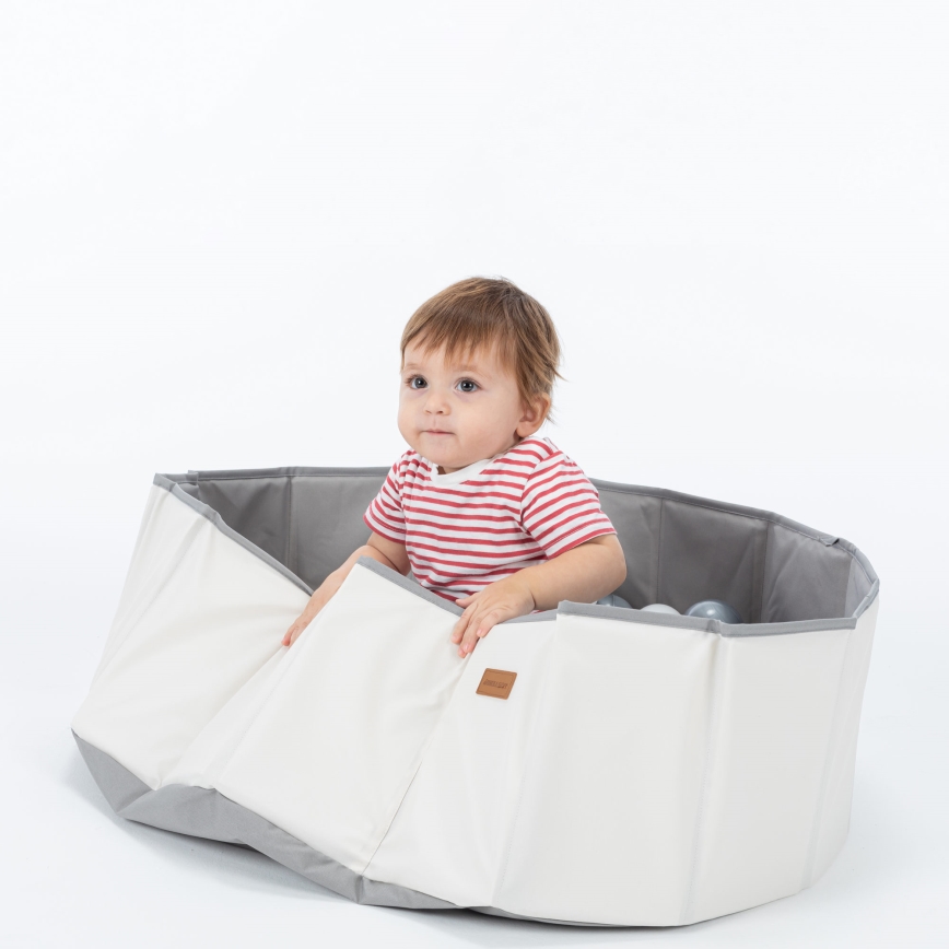 Piscină cu bile pentru copii d. 80 cm alb/gri