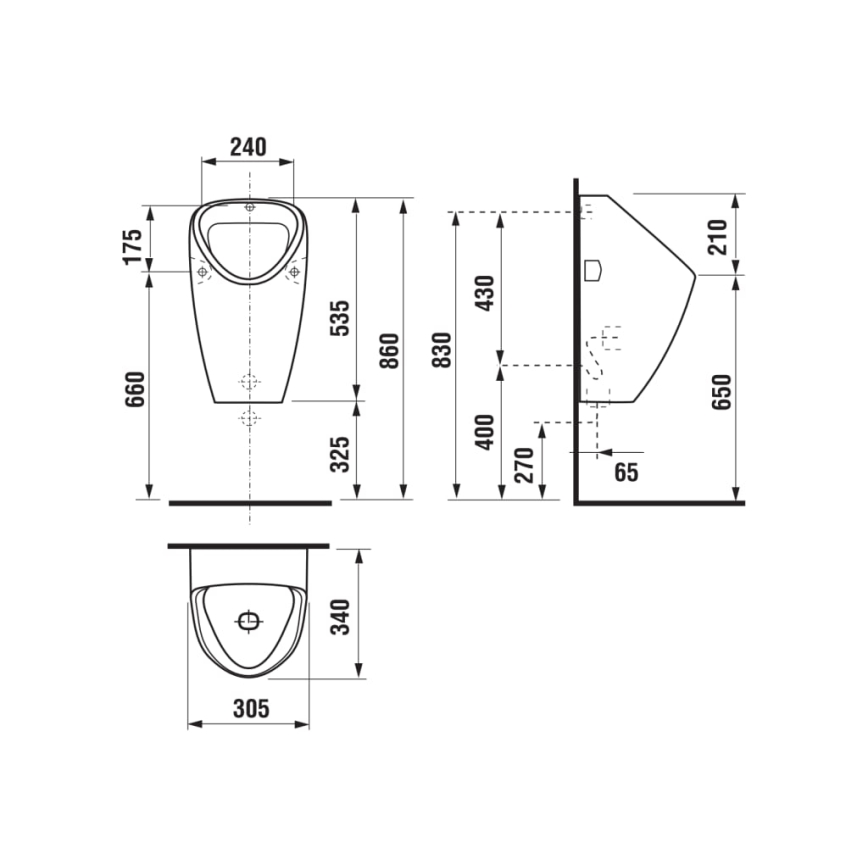 Pisoar JIKA H8430600000001 GOLEM admisie interioară, evacuare posterioară ceramică/alb