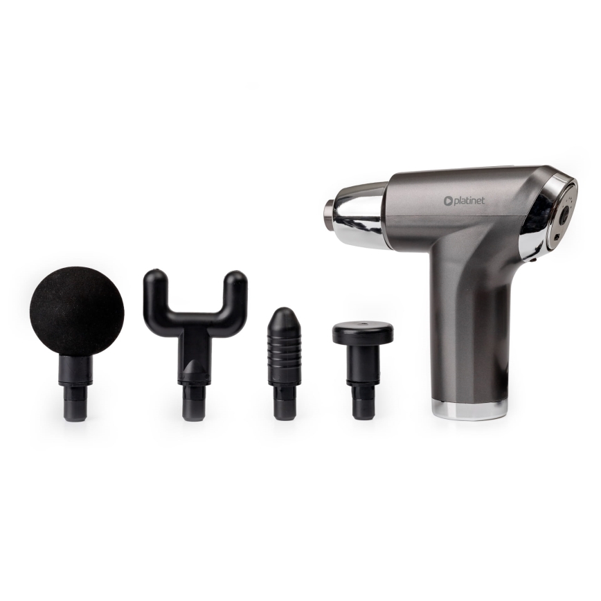 Pistolă de masaj reîncărcabilă cu 4 capete, 25W/5V, 1200 mAh