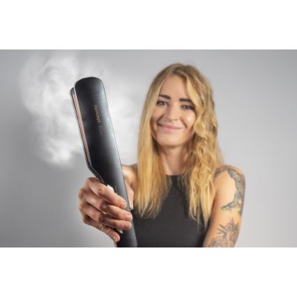 Placă de îndreptat păr cu abur cu afișaj LED Concept VZ6010 ELITE STEAM BOOST 54W/230V negru